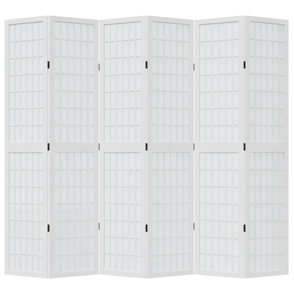 Divisorio Ambienti 6Pannelli Bianco Legno Massello di Paulownia 358795