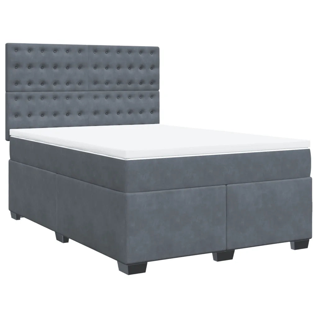 Giroletto a Molle con Materasso Grigio Scuro 140x200 cm Velluto
