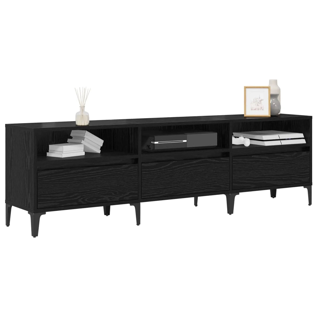 Mobile TV con cassetto Rovere Nero 150 x 30 x 45 cm 879485