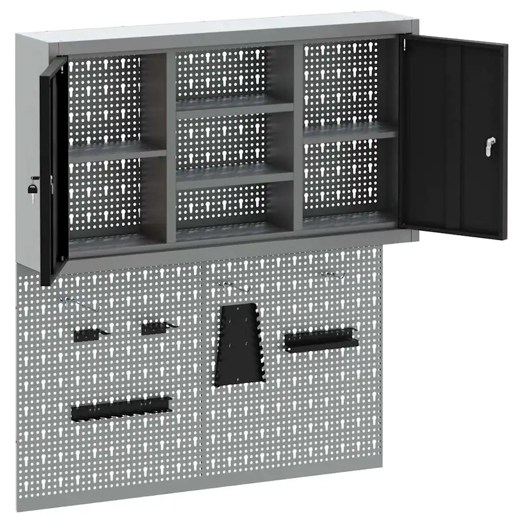 Set di armadi per attrezzi con lo scaffale 3 pcs Nero 3321404