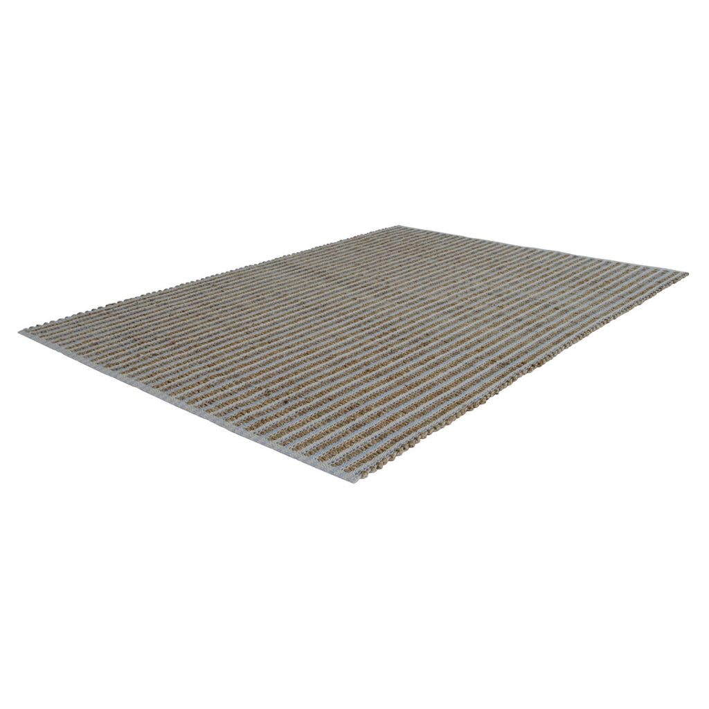 Tappeto naturale Chess in juta e cotone blu
