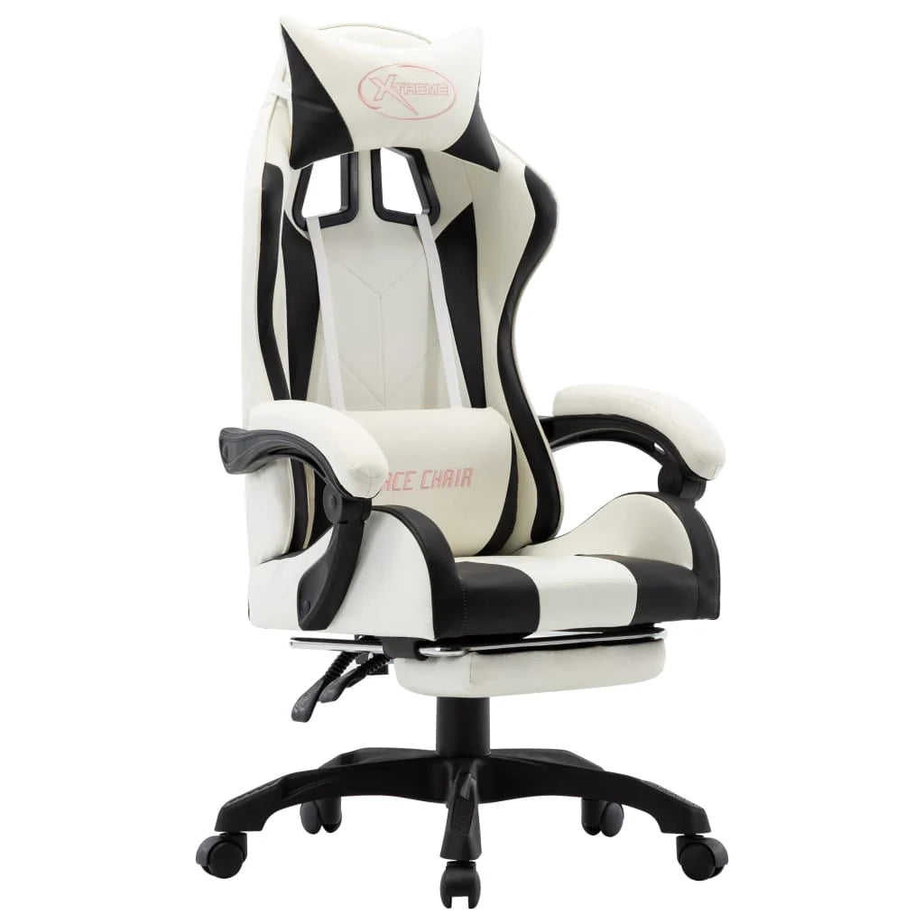 Sedia/seduta girevole da ufficio per uso computer studio videogiochi e con poggiapiedi realizzata in similpelle nera 02_0024223