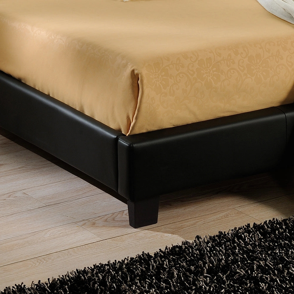 Letto Francese con Materasso 140x200 cm Testiera Alta con Illuminazione a LED Similpelle - Nero Corium