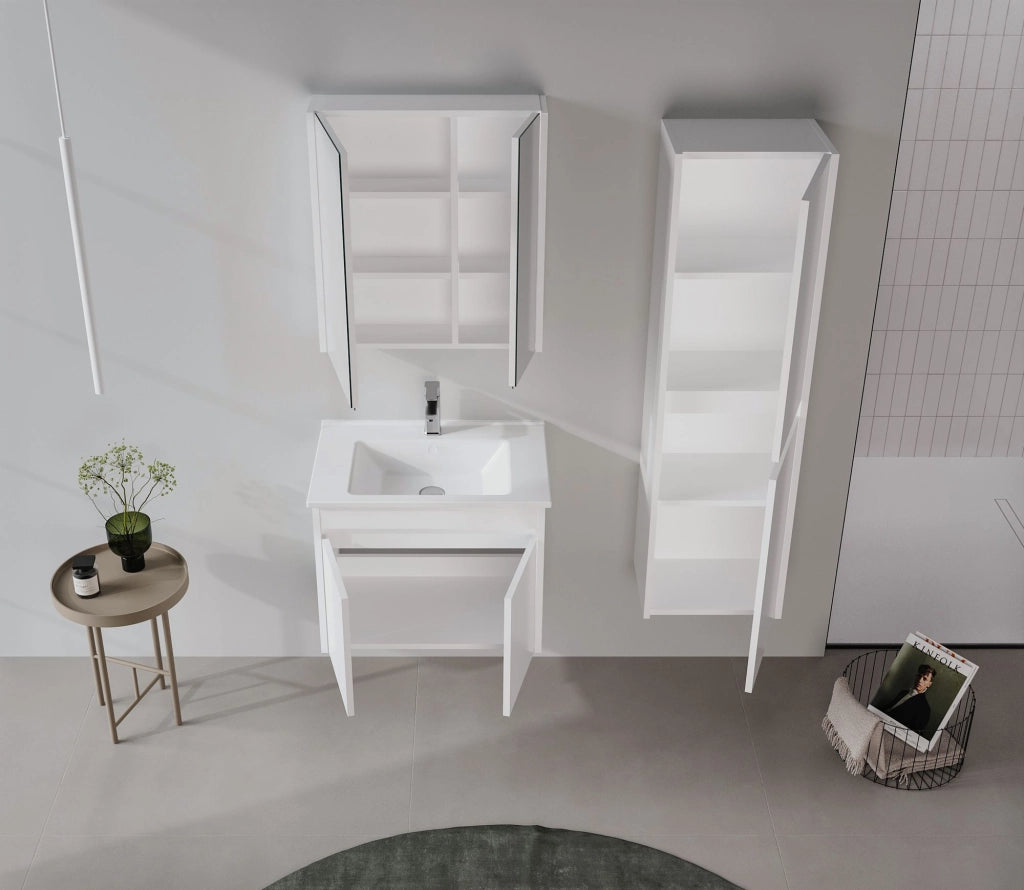 Set mobile lavabo con specchio (2 pezzi) "Arno 65" - 65 x 45 x 52 cm - Bianco