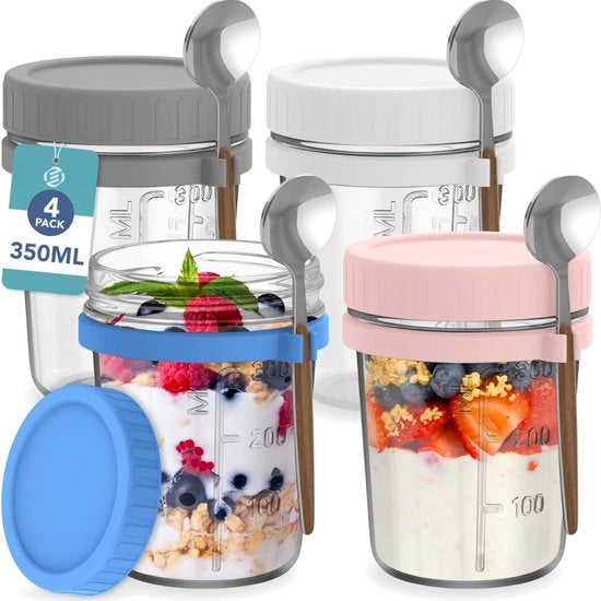 Set di contenitori per overnight oats in vaso di mason - contenitore per muesli - set di vasi per havermout