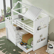 Letto a castello 90x200 - Xylo - Bianco con funzione di archiviazione
