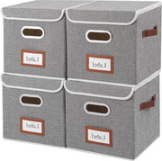 Set di contenitori pieghevoli con coperchio - Lotto da 4 - Grande cassa pieghevole - Grigio