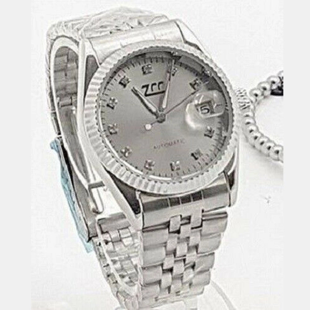 Trade Shop - Orologio Polso Zcc 020 Uomo Automatico Acciaio Data Fashion Silver Grigio -