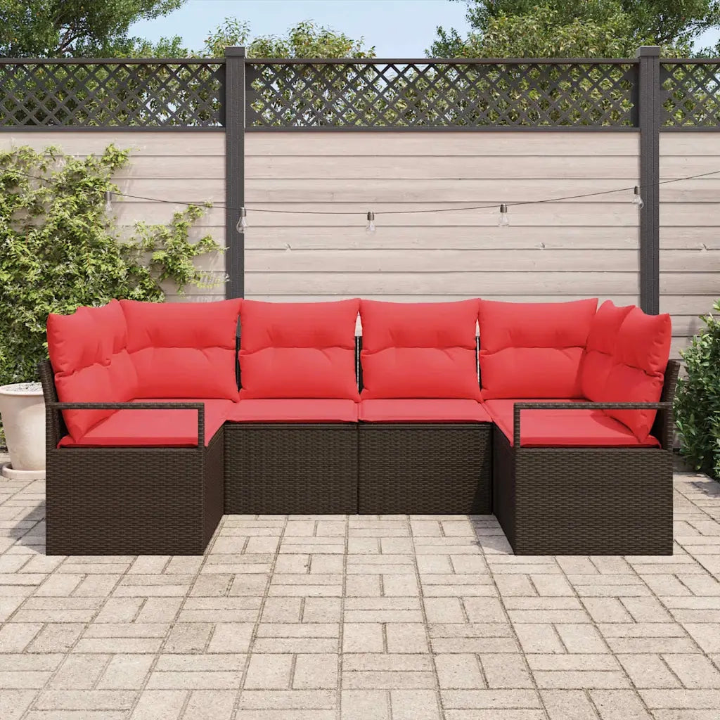 Set di divani con cuscino 6 pcs Marrone Rattan in Polipropilene