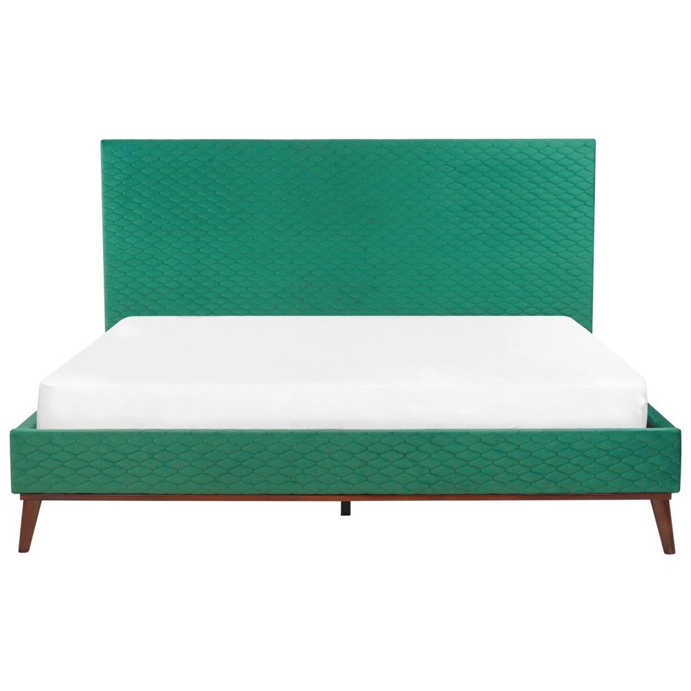 Letto 180 x 200 cm Tessuto verde Struttura imbottita a nido d'ape trapuntato