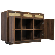 Credenza con 3 Cassetti; 2 Ante e Ripiano Aperto; Stile Retr??; in MDF e Truciolare; 120??40??85 cm; Noce