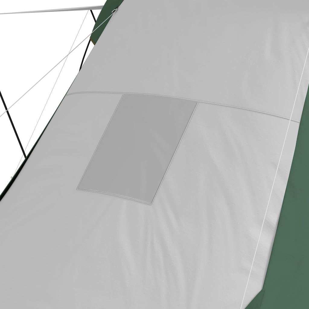 Tenda da Campeggio 555x225x190 cm per 4-6 Persone con 2 Camere Grigio e Verde