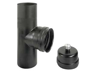 RACCORDO A T F/F PER STUFE A PELLET NERO OPACO ALA PELLET ECO  F/F ø mm.100    ALA