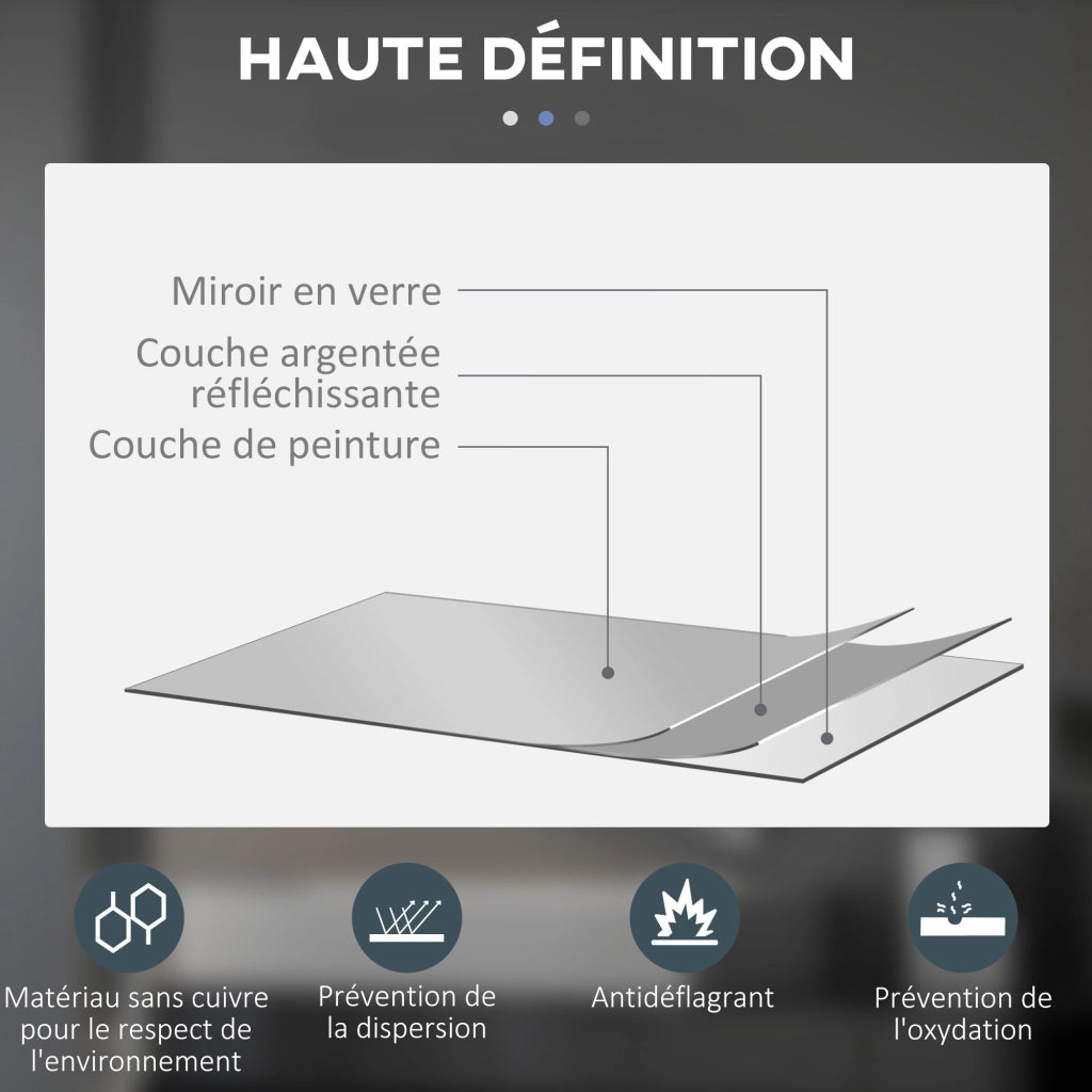 Specchio da bagno LED rotondo con antibu¨¦e ¨C zephmum ¨C grigio 70 cm