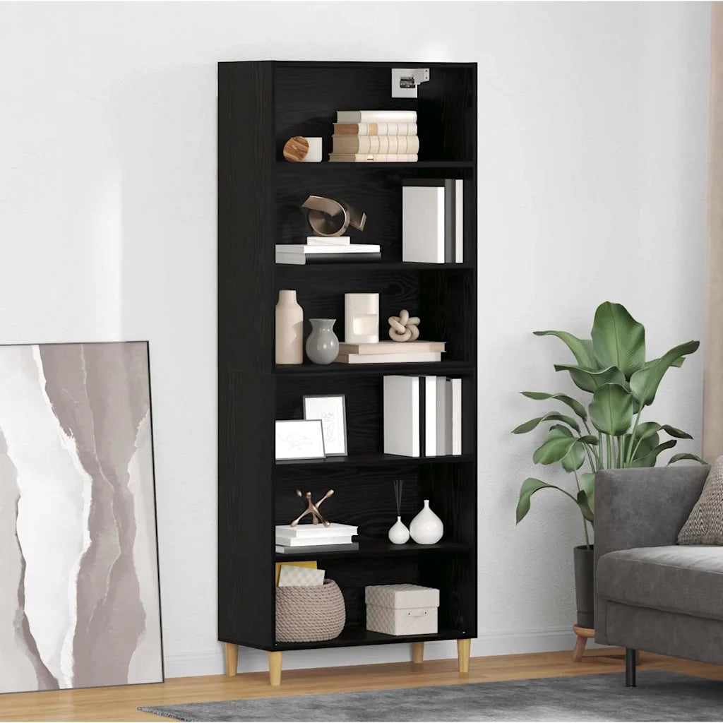 Credenza Rovere Nero 69,5 x 32,5 x 180 cm Legno multistrato