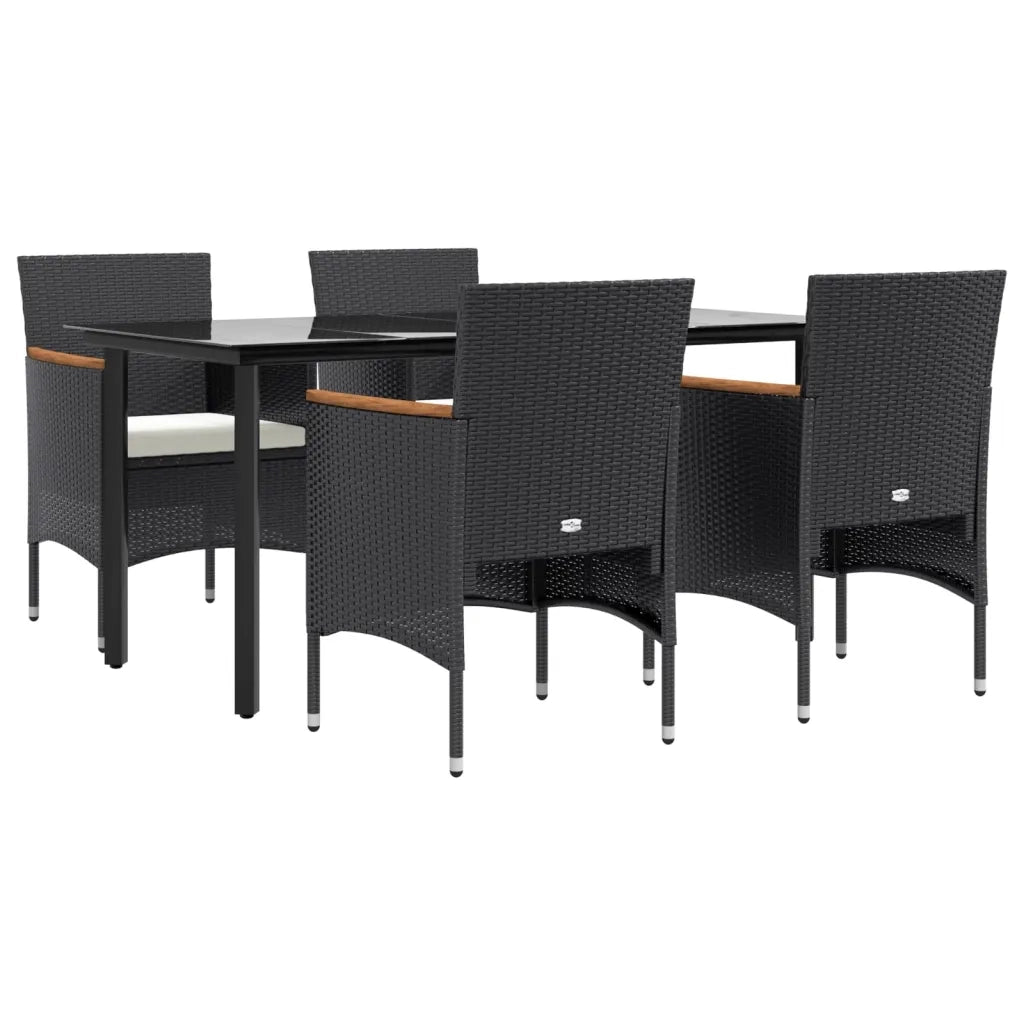 Set da Pranzo da Giardino 5 pz con Cuscini Nero 3156632