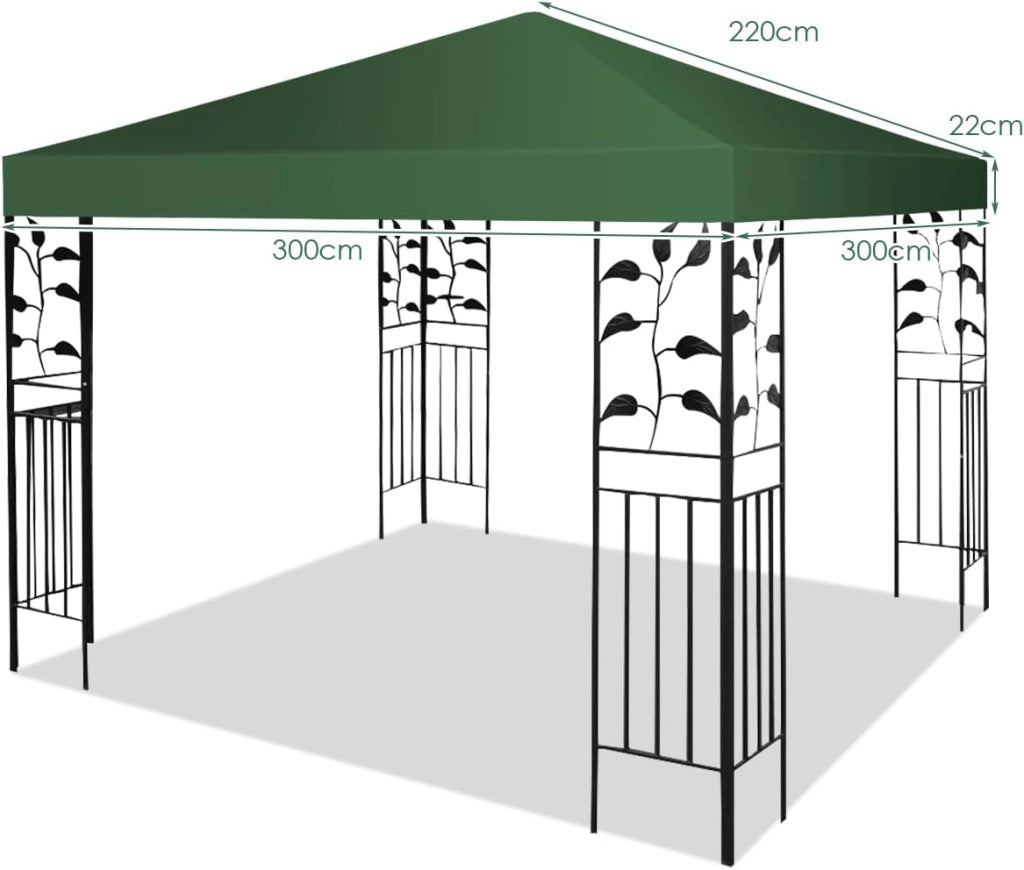 Tetto di Ricambio, per Gazebo Giardino di 3 x 3 M, Doppio/Singolo Strato, in Tessuto Poliestere, per Cortile/Spiaggia/Parco, 3 Colori e 2 Stili