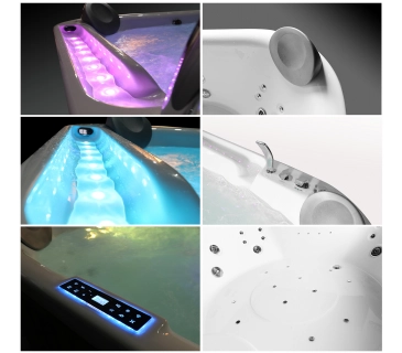 Mini piscina idromassaggio da esterno rettangolare airpool e idro, cromoterapia, radio 210x170x80cm Sicorage Tesym