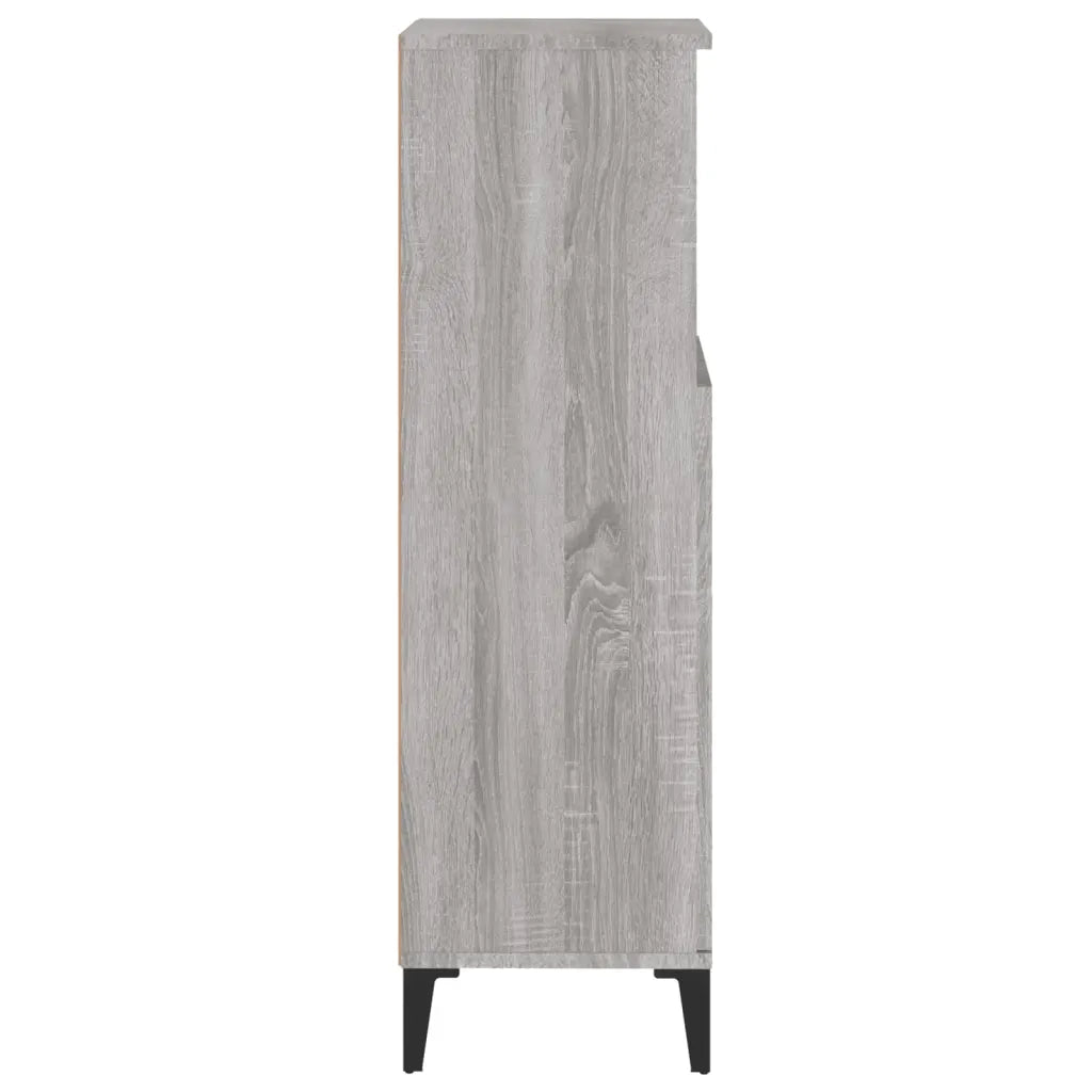 Mobiletto da bagno 30 x 30 x 100 cm con gambe in metallo e ampio vano contenitore moderno in legno Sonoma grigio 02_0048409