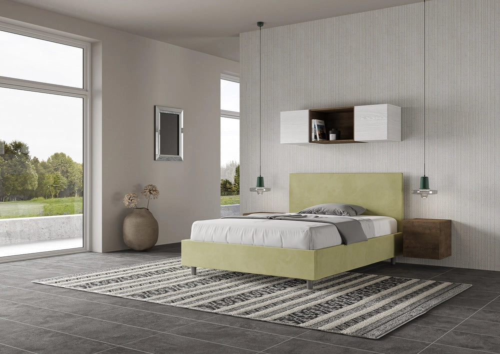Letto Matrimoniale Extra Large 200x210 cm con Rete Adele Tè Verde