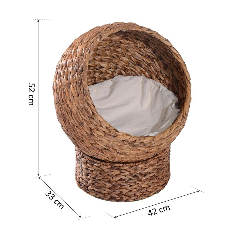 LETTO PER GATTI IN VIMINI CON CUSCINO IN COTONE  BIANCO 42 X 33 X 52 CM