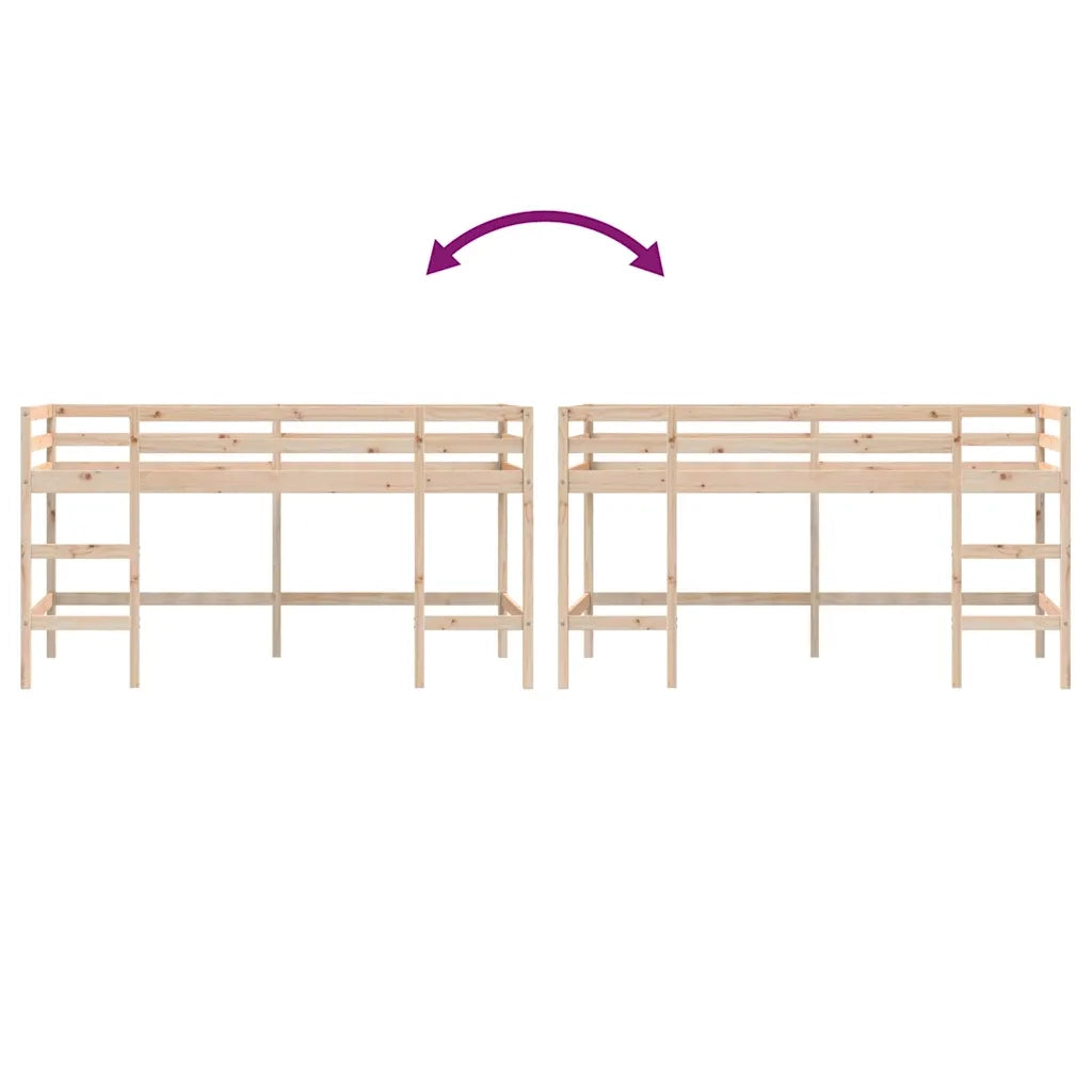 Letto Soppalco con Scala Bambini 90x190 cm Legno Massello Pino 835901