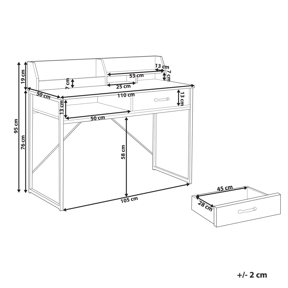 Scrivania da ufficio MDF bianco e gambe in metallo 110 x 50 cm Cassetto Ripiano aperto Scandinavo
