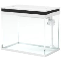 Acquario in Vetro da 41 Litri con Sistema di Filtraggio, Luci LED, Pompa dell'Acqua, per Diverse Specie di Pesci, Bianco