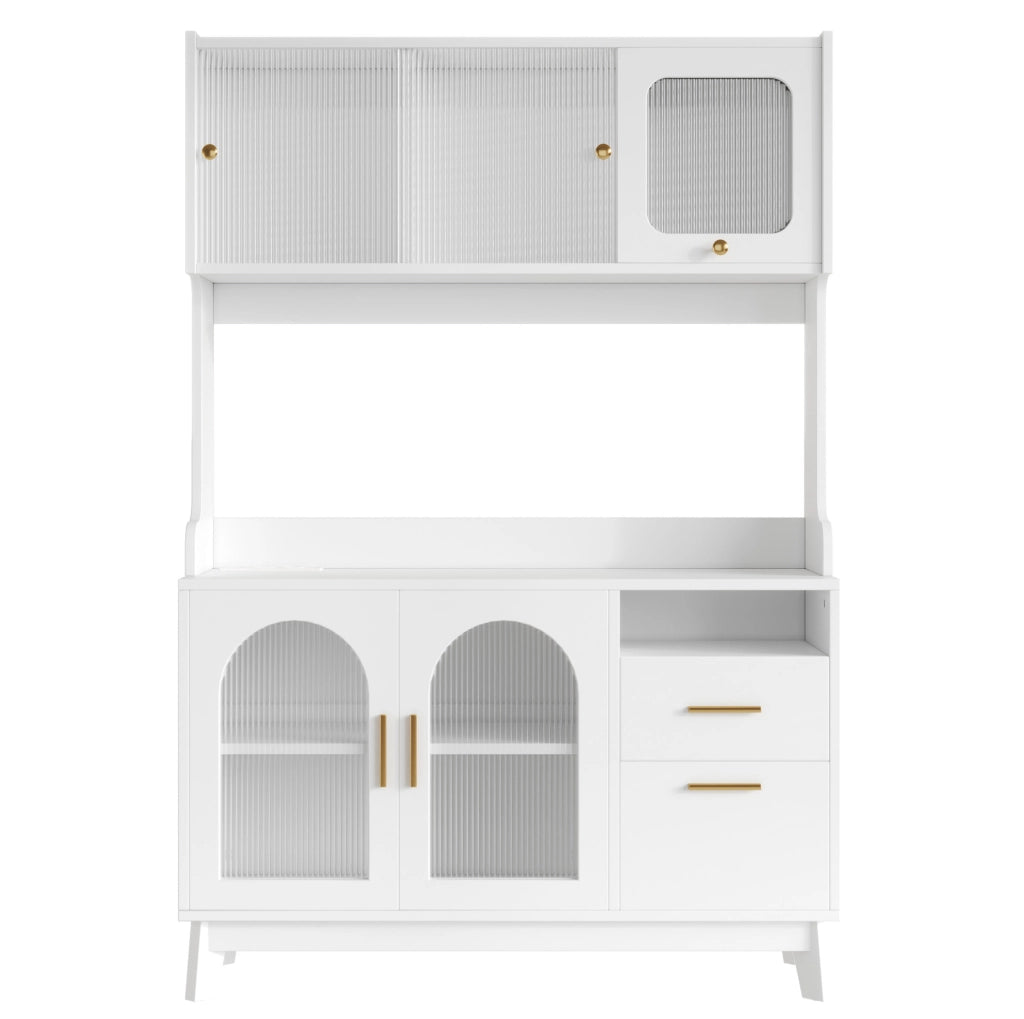 Credenza alta 120 x 40 x 178 cm con prese e USB, bianca