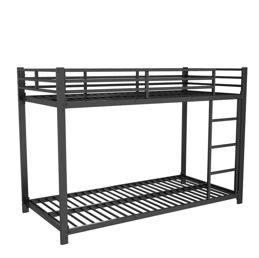 Letto a castello in metallo 90x200 cm con sponde di sicurezza; nero