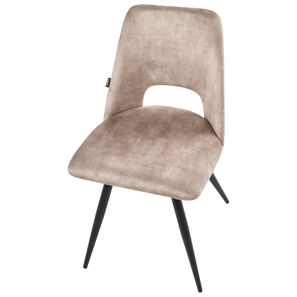 Set di 2 sedie da pranzo in velluto beige con gambe in ferro nero girevoli a 180° moderne sedie imbottite