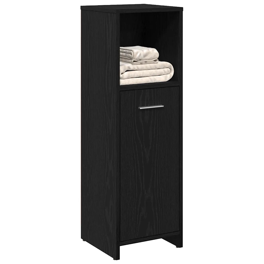 Mobiletto da bagno Rovere Nero 30x30x95 cm in Legno Multistrato 862497