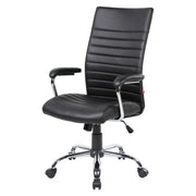 Sedia da ufficio Basciano, Poltrona presidenziale con braccioli, Sedia ergonomica da ufficio, 63x65h108/118 cm, Nero