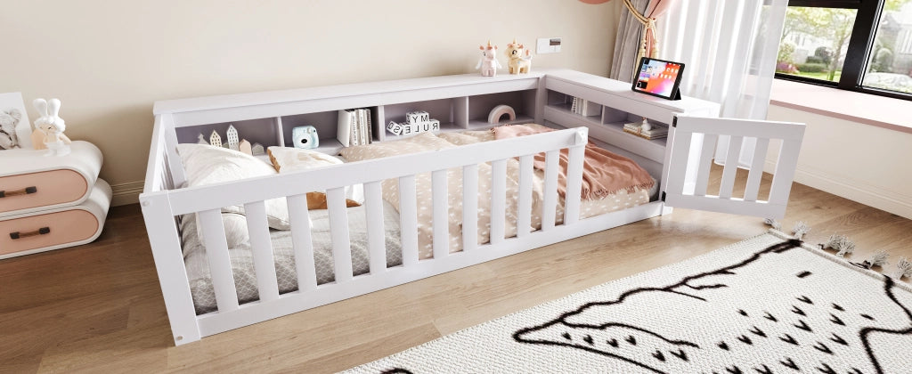 Letto singolo bianco con funzione multifunzione in legno massello 90x200 cm