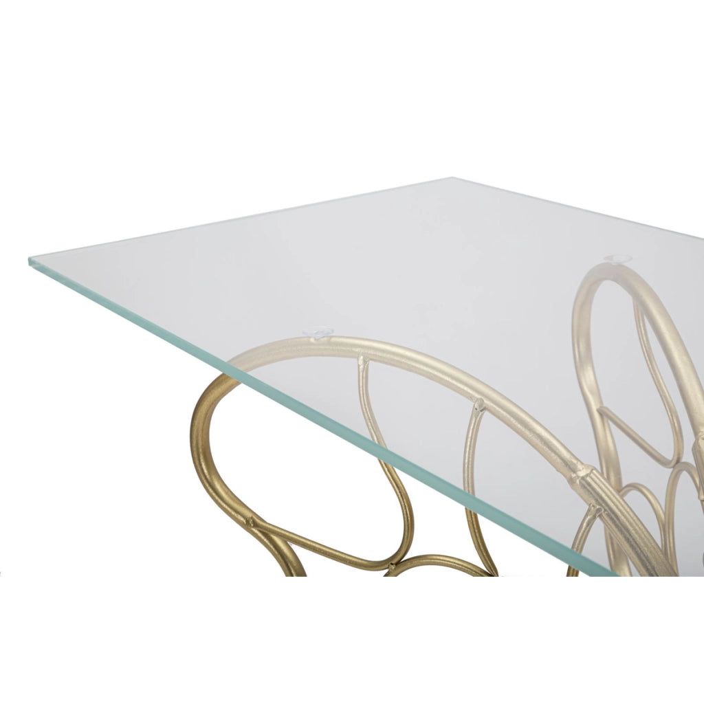 Consolle Butterfly in ferro e vetro gold – 110 x 40 x H 76 cm