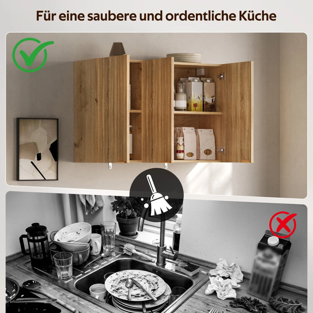 ARMADIO A PARETE A 3 ANTE 90 x 29 x 60 cm MDF Naturale