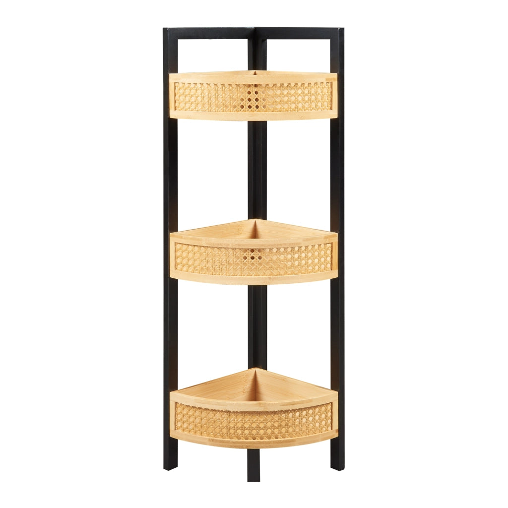 Scaffale Angolare da Terra Tervola 80x23x23 cm Nero / Naturale [en.casa]