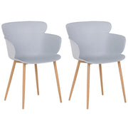 Set di 2 sedie da pranzo grigio materiale sintetico gambe in metallo schienale ergonomico moderno soggiorno