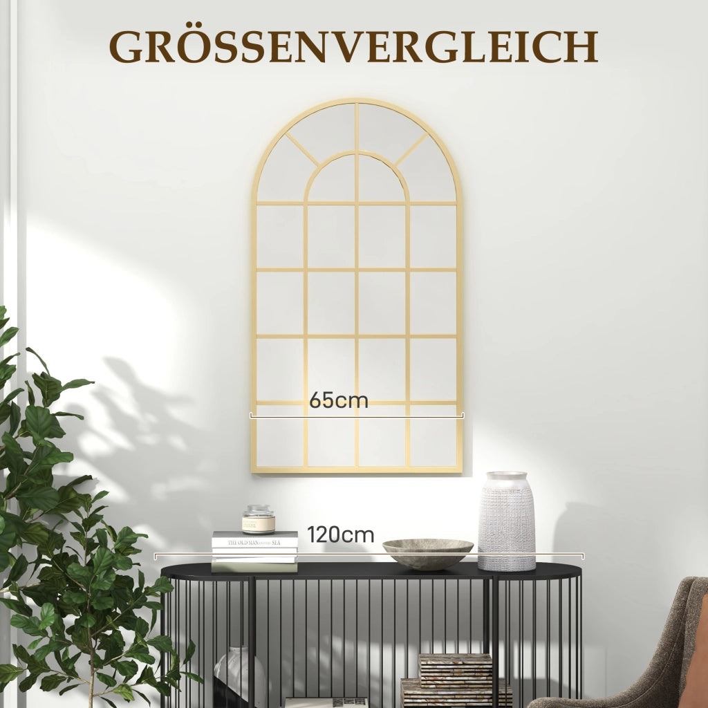 Specchio da Parete con Cornice in Metallo Finestra ¨C zephmum ¨C Oro 110x65 cm