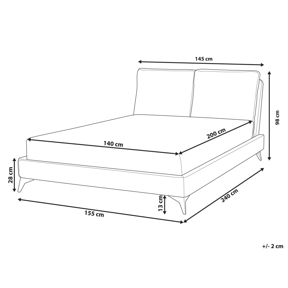 Letto imbottito moderno in velluto a coste beige 140 x 200 cm moderno elegante