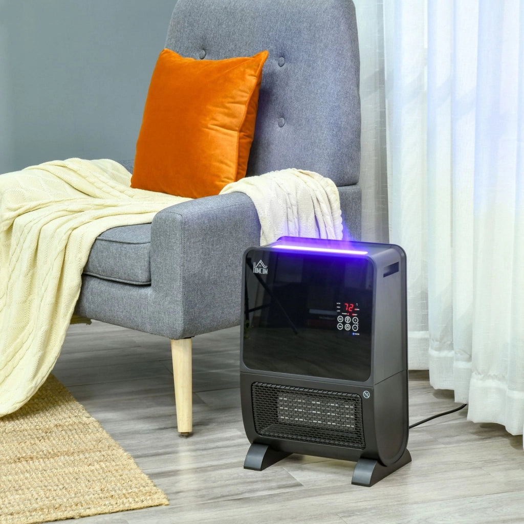 EasyComfort Stufa Elettrica 2in1 con Umidificatore, Luce LED 3 Colori, Timer e Telecomando, 33x21x49.5 cm, Nero