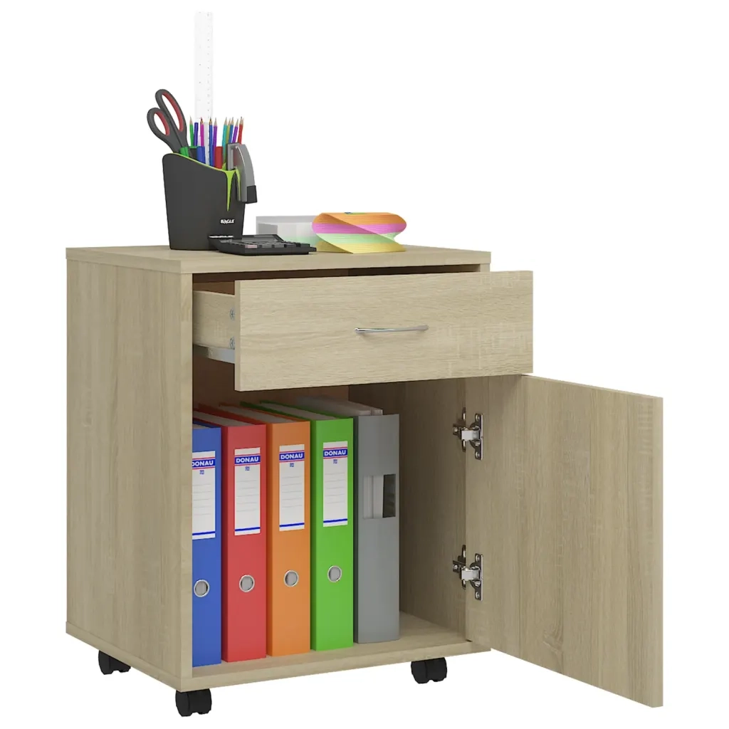 Armadietto con Ruote Rovere Sonoma 45x38x54cm Legno Multistrato 808443