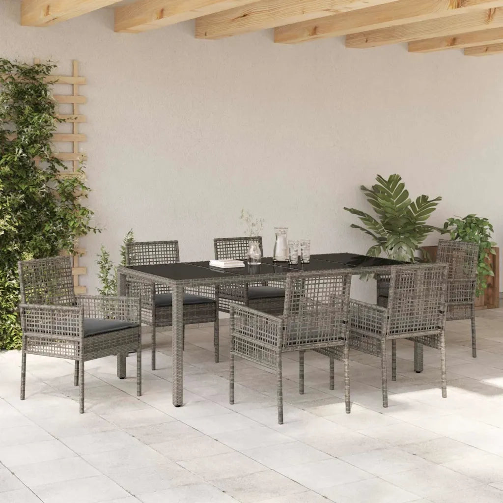 Set da Pranzo per Giardino 7 pcs Grigio polyrattan 3334875