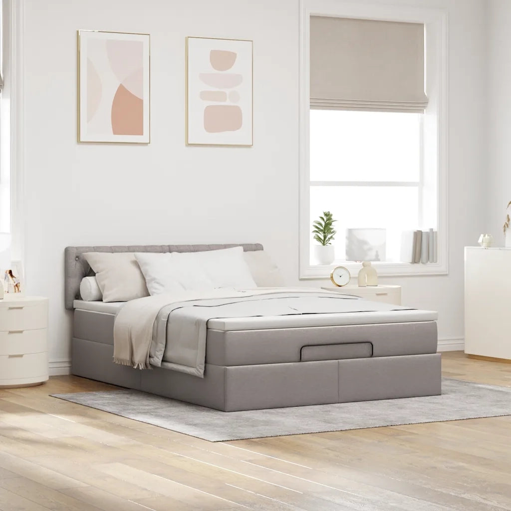 Pouf Letto con Materasso Tortora 140x200 cm in Tessuto 3311550