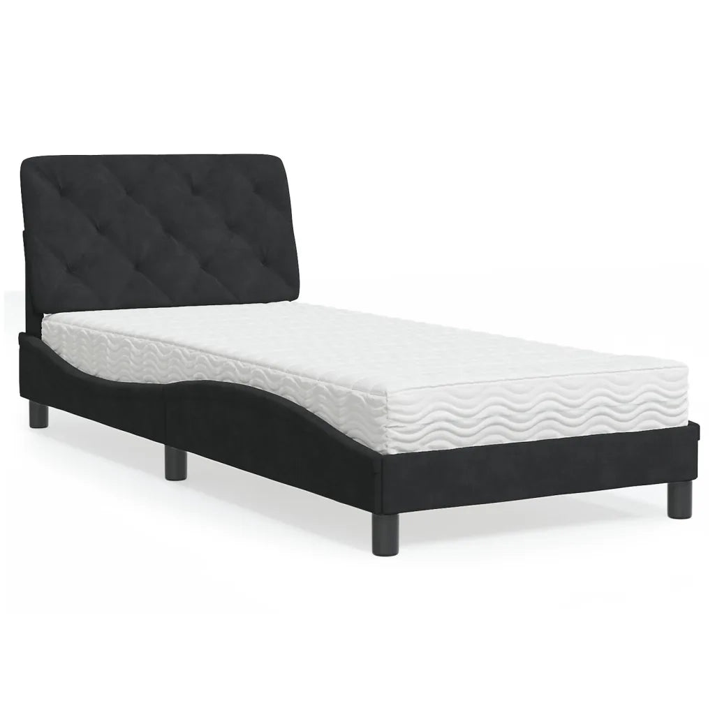 Letto con Materasso Nero 90x200 cm in Velluto 3208636