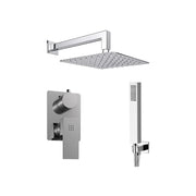 Set doccia completo squadrato cromo - Miscelatore, braccio a gomito, soffione 20x20cm e doccino