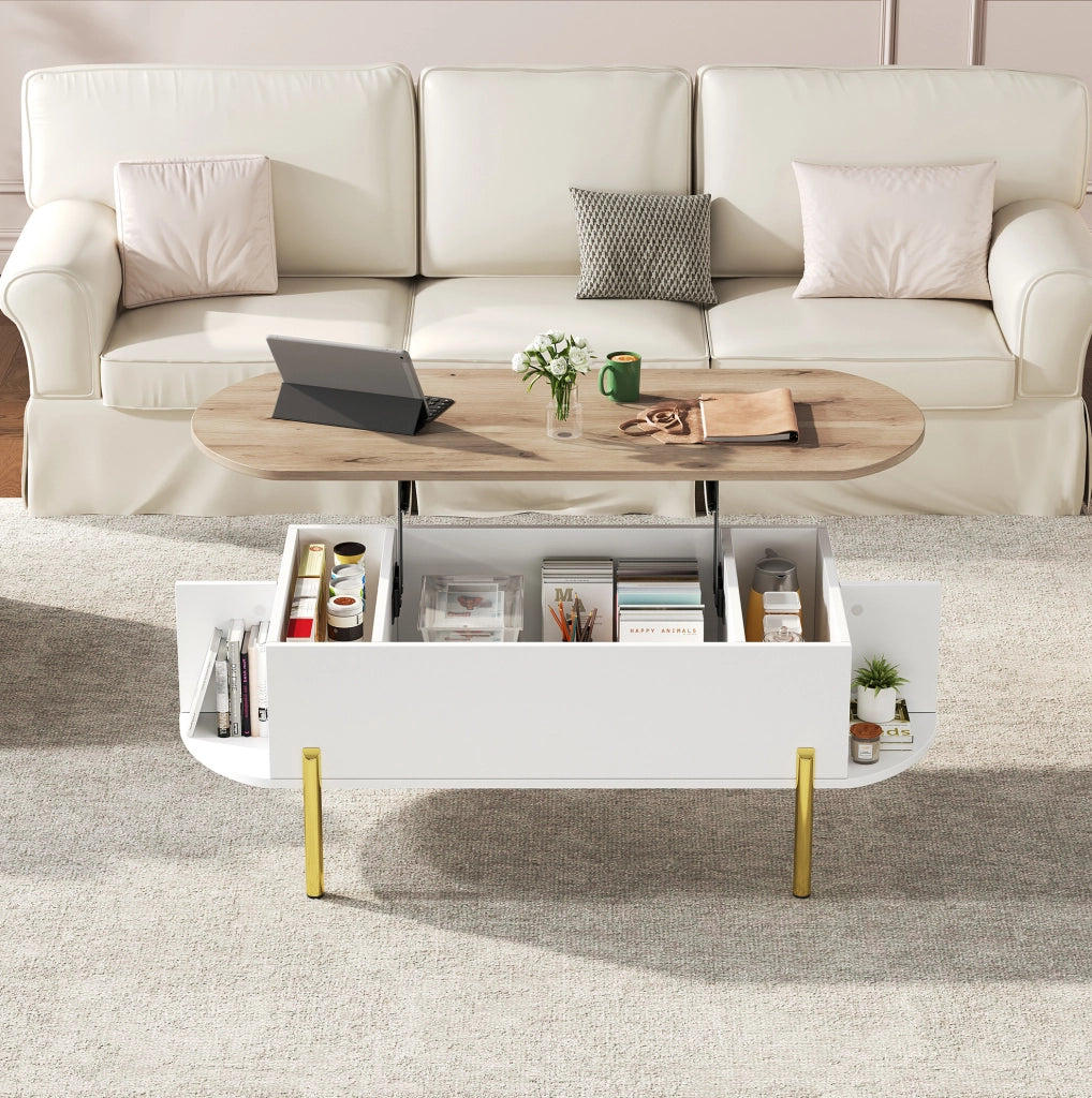 Tavolino da caffè elevabile 120x50 cm con vano contenitore