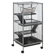 Gabbia per Cincill¨¤ e Porcellini d'India con 3 Ripiani e Ruote ¨C ZephMum ¨C Grigio 52x52x113.5cm
