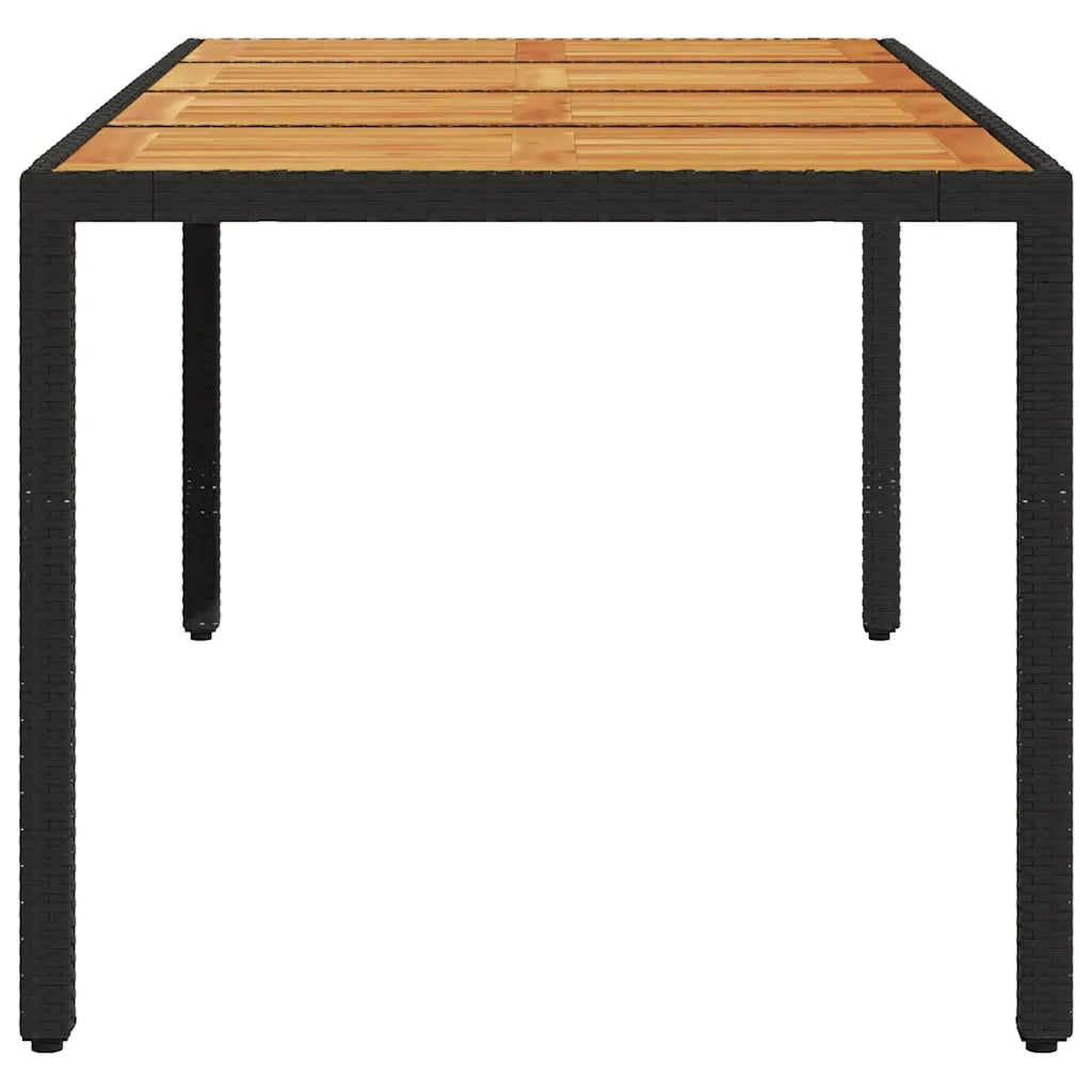 Tavolo Giardino | Tavolino da esterno Piano Legno Acacia Nero 190x90x75 cm Polyrattan