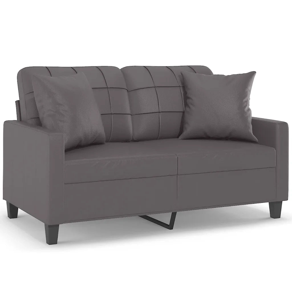 Divano a 2 Posti con Cuscini-Sofa 2 Posti con Cuscini Grigio 120 cm in Similpelle 624197